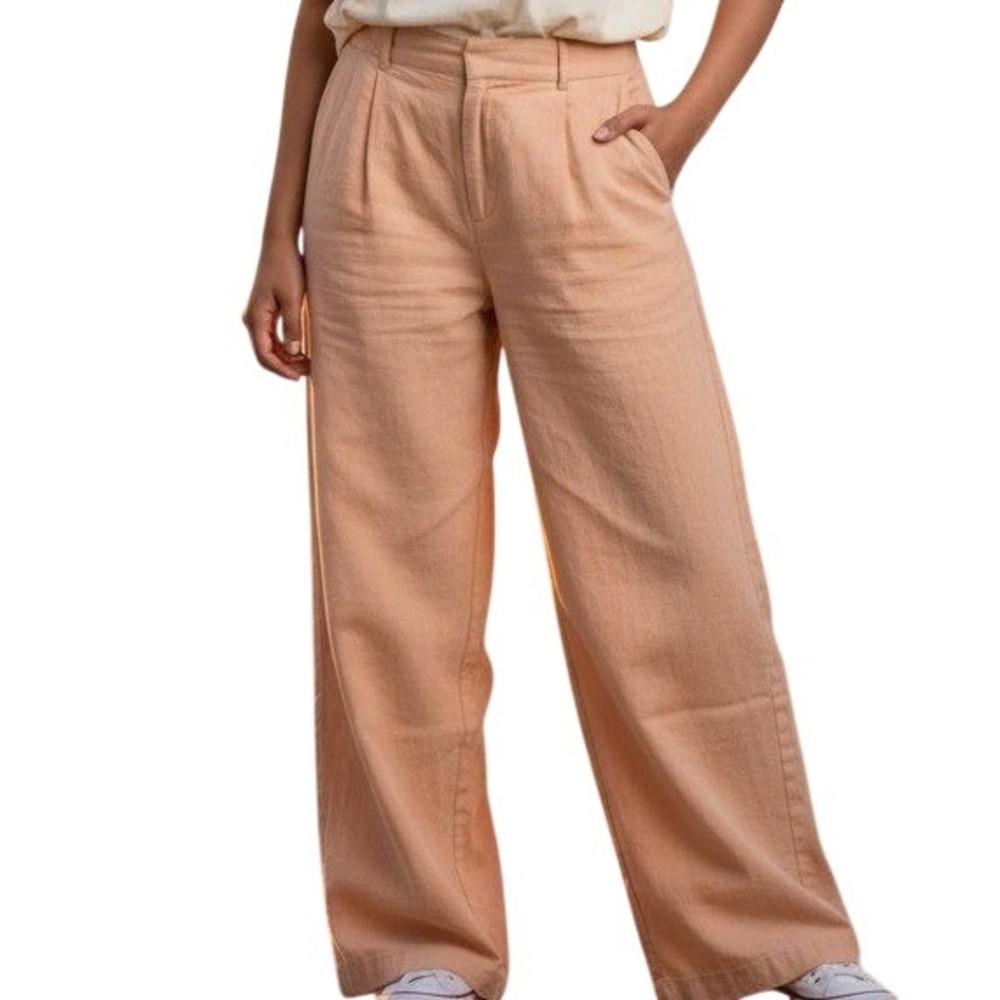 Abercrombie & Fitch Wide Leg Linen Blend Pants Apricot Orange High Rise XL